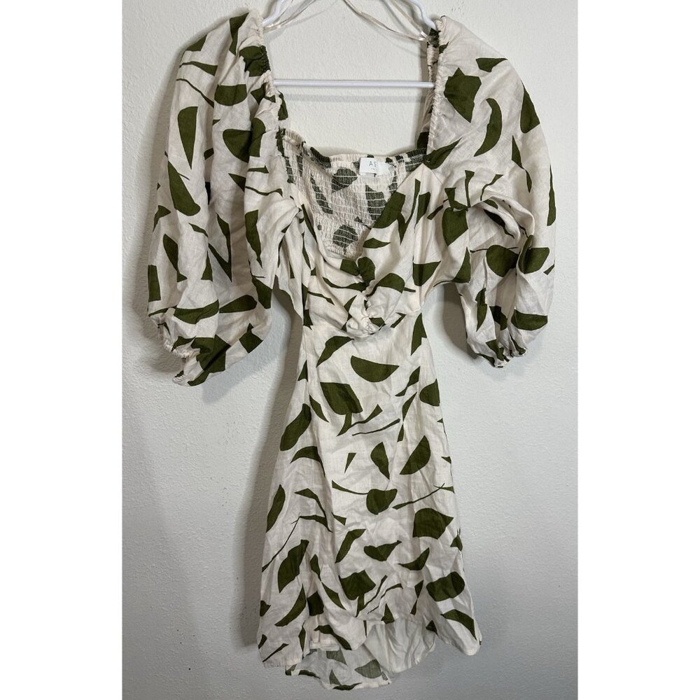 ASTR The Label Heather Cutout Bubble Sleeve Linen Dress Women’s Size Large